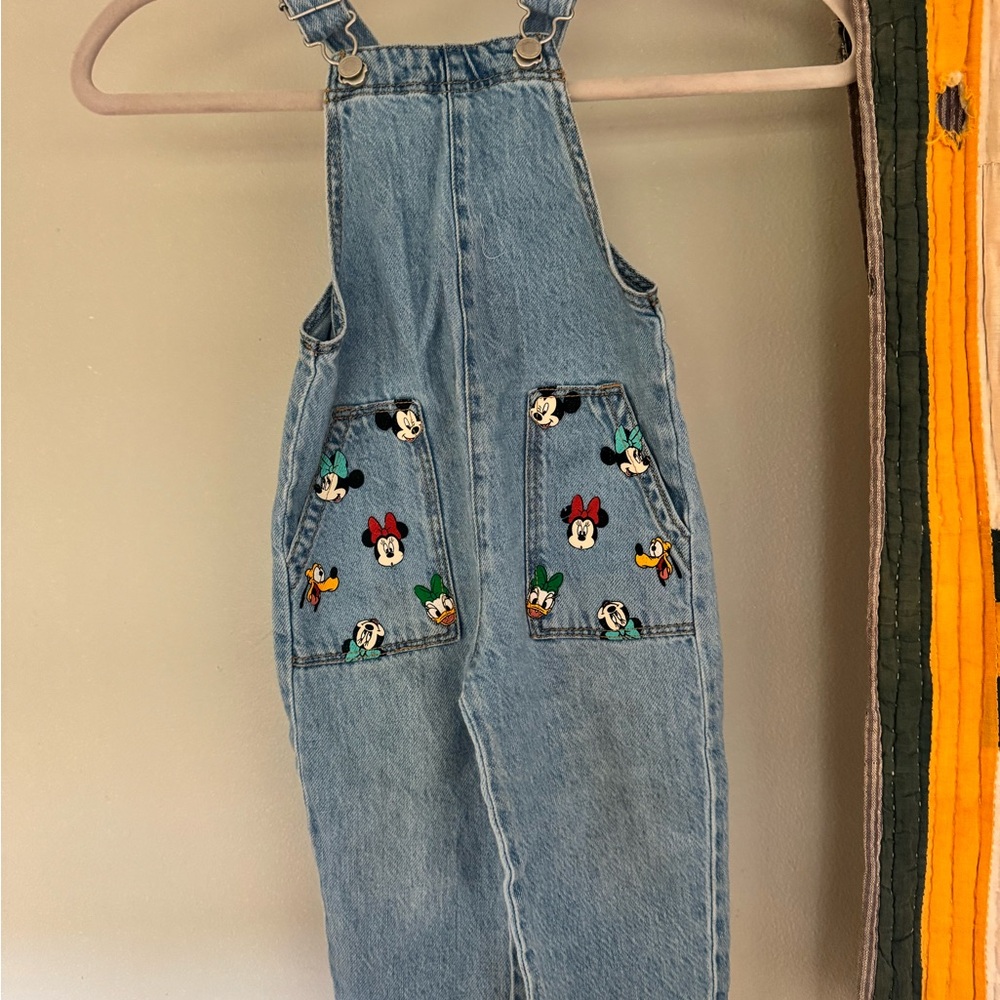 Zara Kids Blue Denim overalls with Disney Pockets